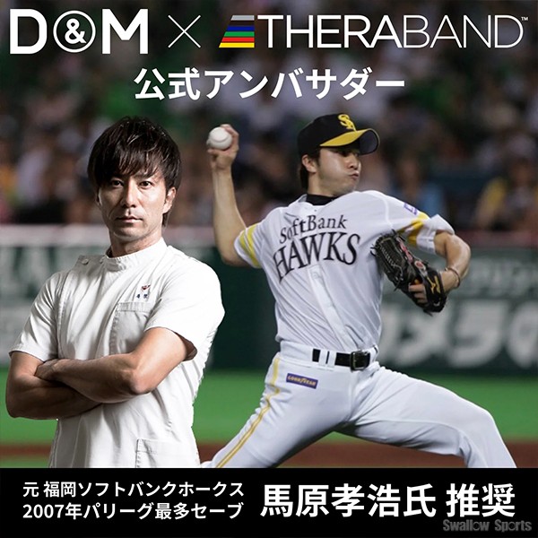 野球 D＆M THERABAND セラバンド ブリスターパック 2m 強度レベル-1 イエロー エクササイズ チューブ TBB1 野球用品 スワロースポーツ