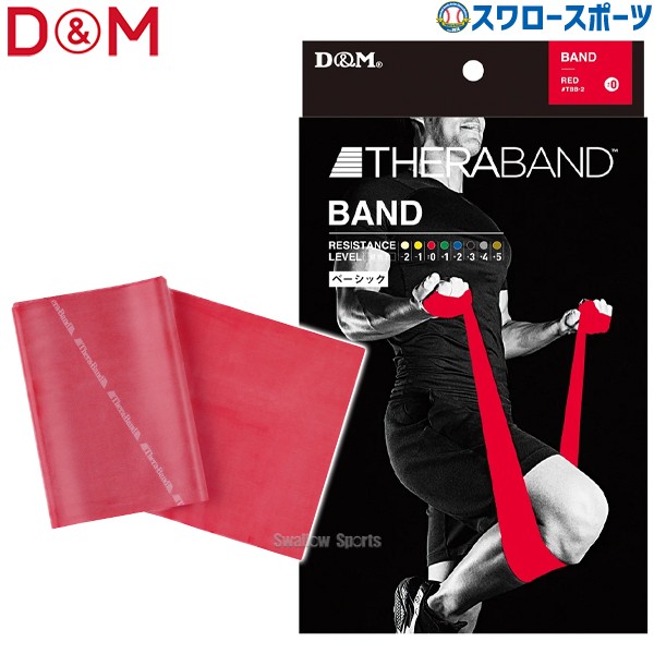 野球 D＆M THERABAND セラバンド ブリスターパック 2m 強度レベル0 レッド エクササイズ チューブ TBB2 野球用品 スワロースポーツ