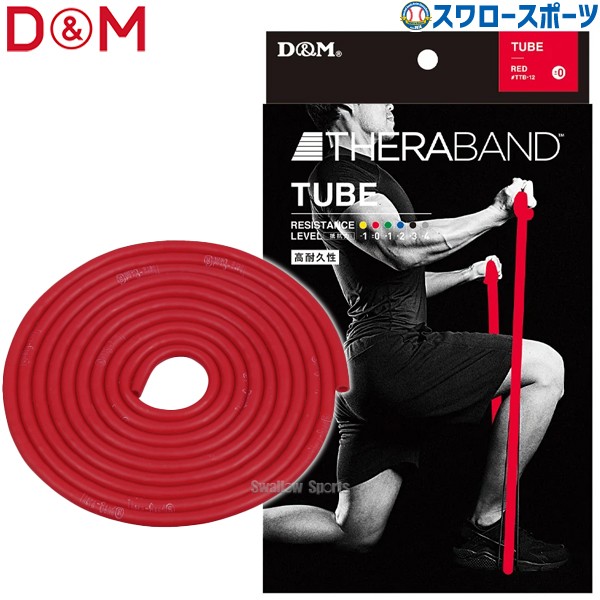 野球 D＆M THERABAND セラバンド セラチューブ ブリスターパック 3m 強度レベル0 レッド エクササイズ チューブ TTB12 野球用品 スワロースポーツ