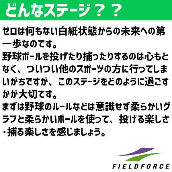 【湯もみ型付け不可】野球 フィールドフォース 少年用 幼児用 軟式 グローブ 軟式グローブ グラブ Stage-0 キッズキャッチ FUG-245 Fieldforce