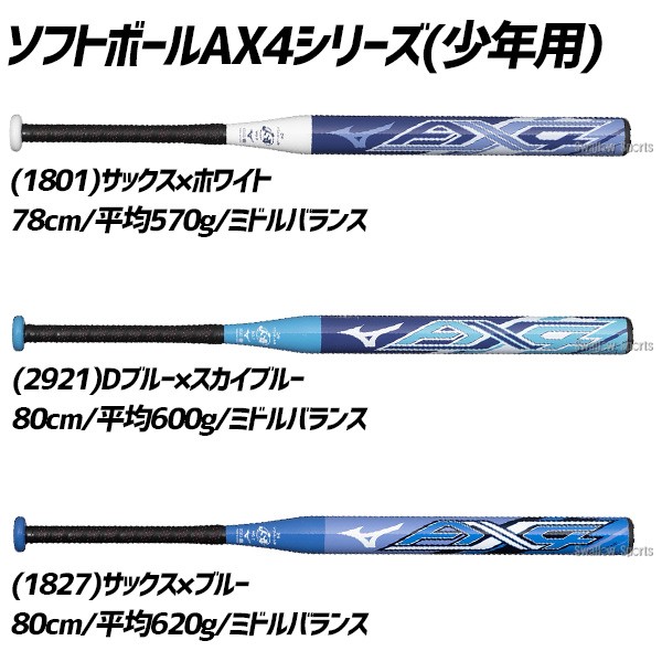 【9/7 ポイント7倍】 野球 ミズノ ソフトボール用 バット 1号 2号ゴムボール用 AX4 ミドルバランス 1CJFS626 MIZUNO 野球用品 スワロースポーツ